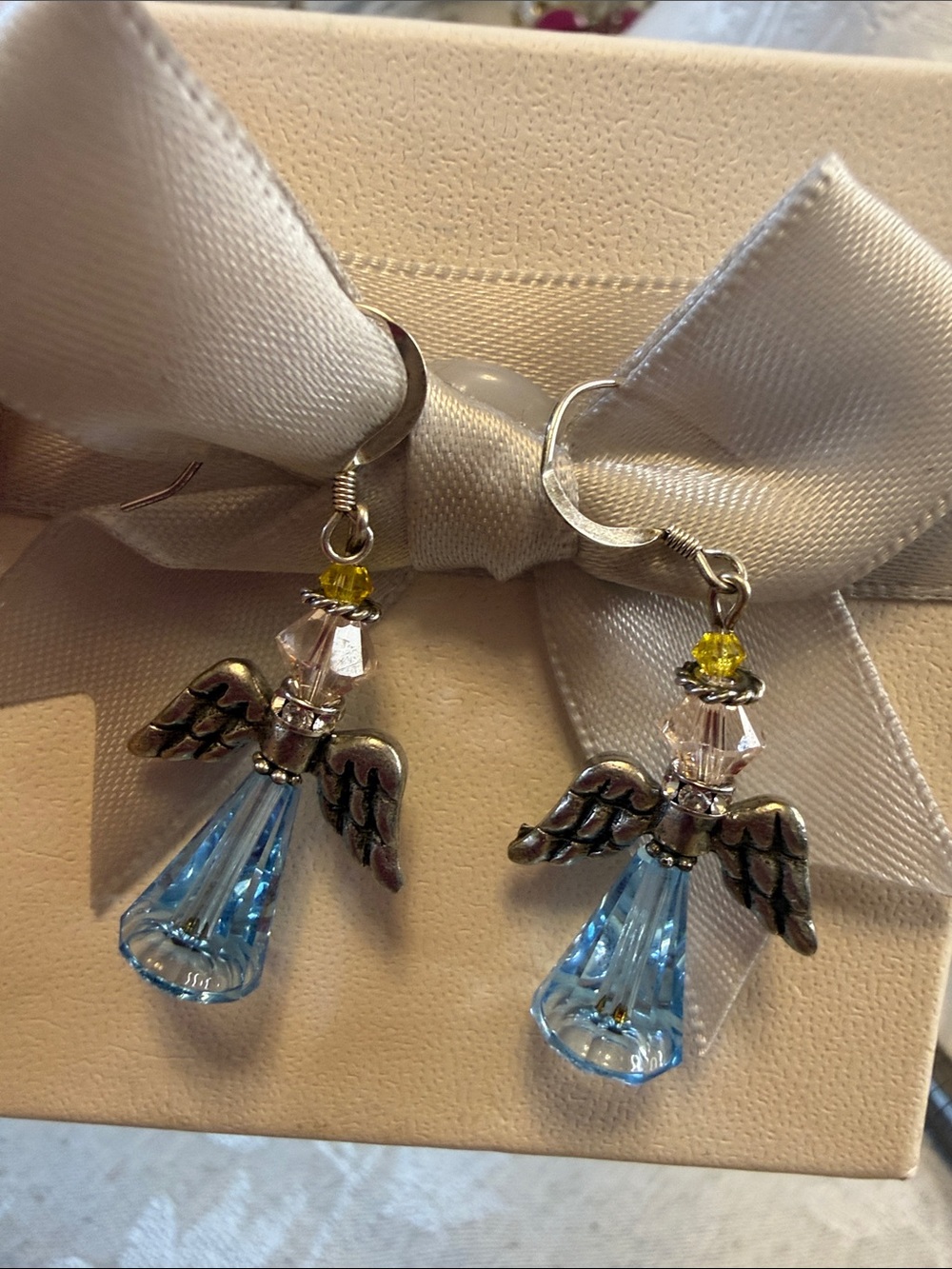 Delicate Blue Angel Drop Earrings - Women Jewelry